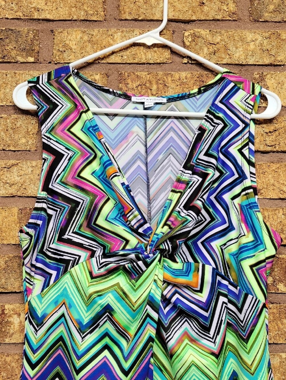 Notations Chevron Print Sleeveless Shift Dress Multicolor Zig Zag Stretch Size L - Picture 5 of 10
